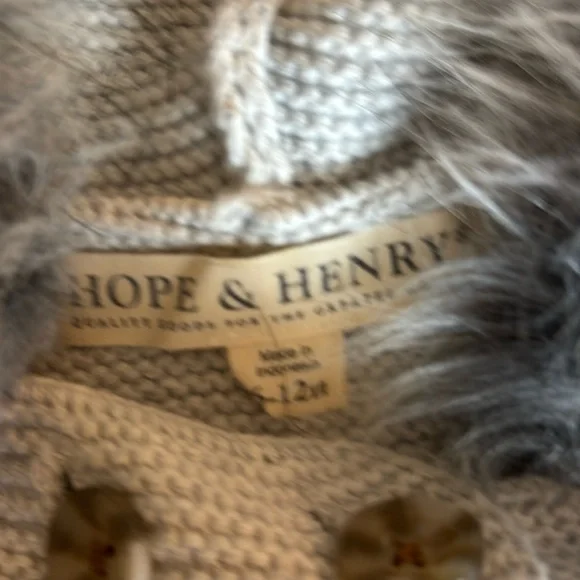 Hope & Henry Cozy Knit Hooded Jacket with Faux Fur Trim